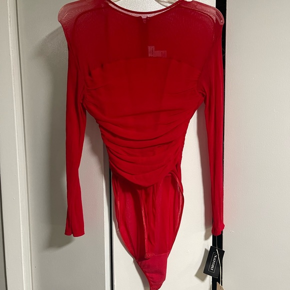 Natori Red Long Sleeve Bodysuit - Picture 1 of 1